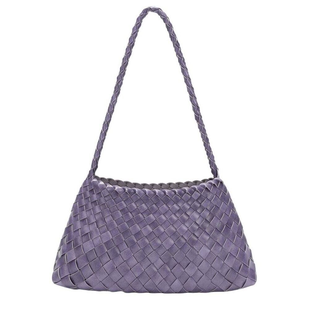 Tiffany & Fred Paris Hand-Woven Leather Shoulder Bag, Purple